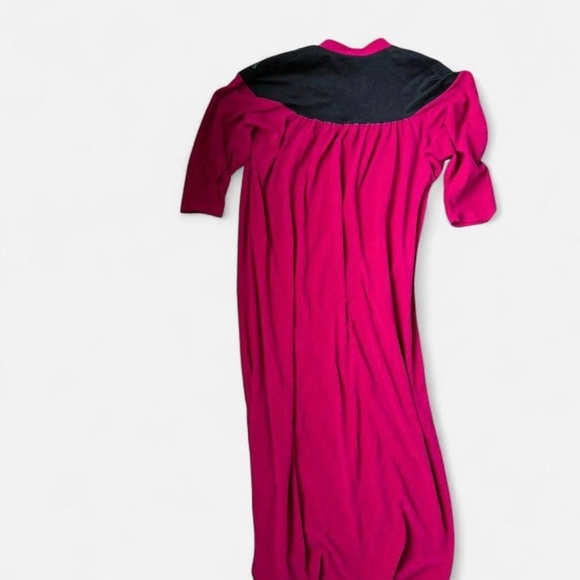 Vintage Vanity Fair Embroidered Floral House Dress Fuchsia Maxi - Picture 5 of 8